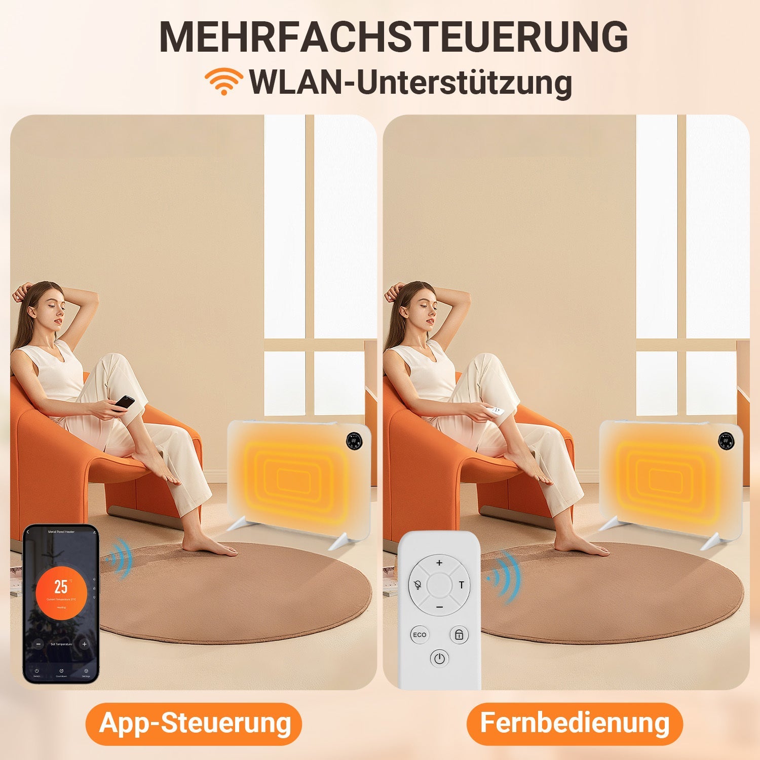 Cosmo Go Infrarotheizung Elektroheizung 450W mit App Fernbedienung