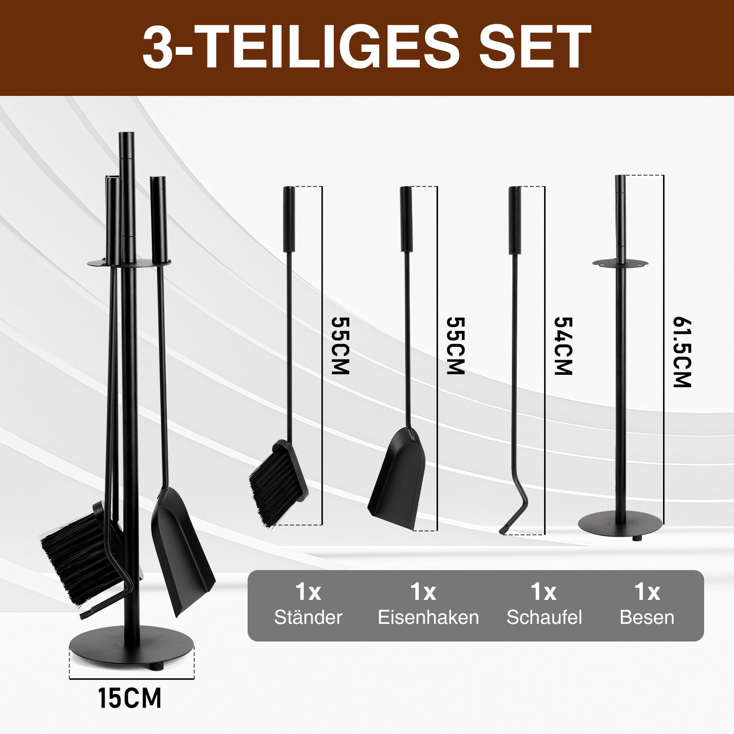 Cosmo Go Kaminbesteck Kamingarnitur 3-teiliges