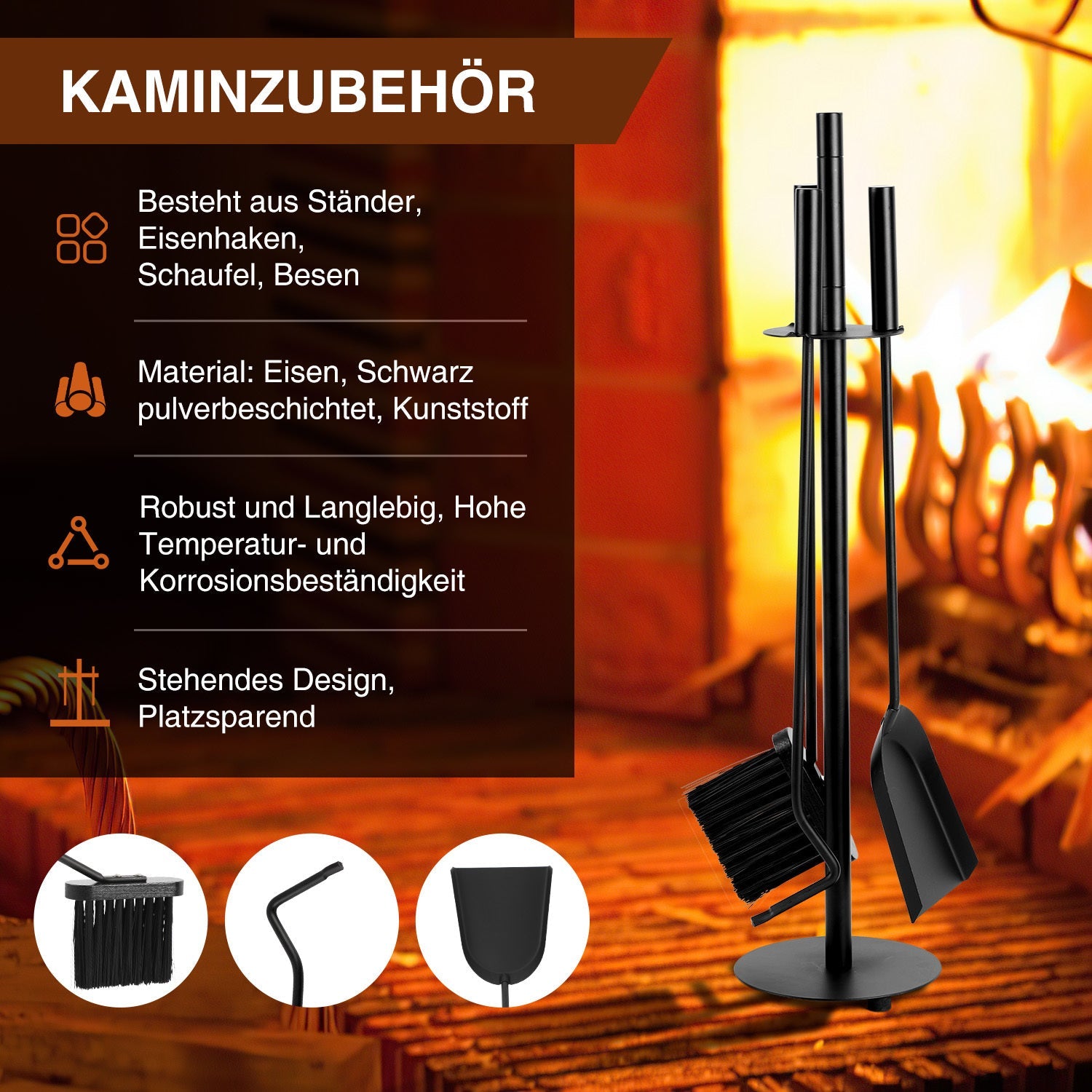 Cosmo Go Kaminbesteck Kamingarnitur 3-teiliges