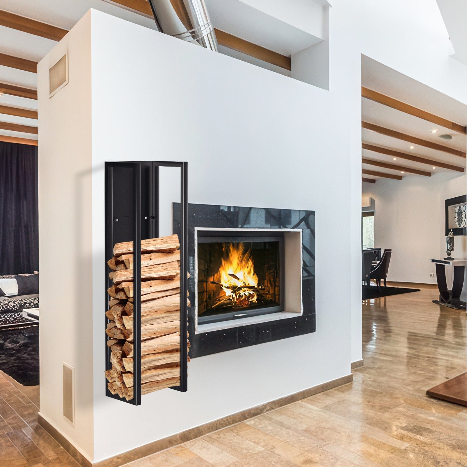 Cosmo Go Kaminholzregal Metall Kaminholzständer Wandmontage