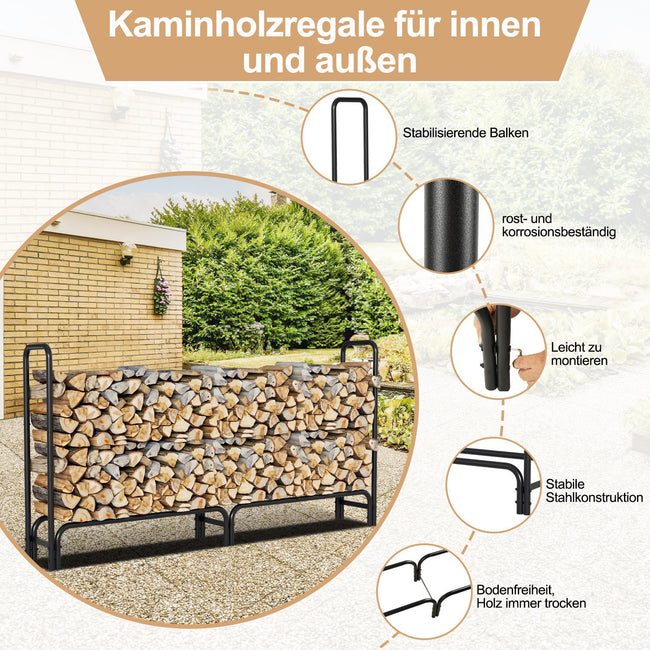 Cosmo Go Kaminholzregal Metall 244x34.5x124cm mit Schutzhülle Main Image