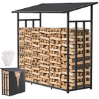 Cosmo Go Kaminholzregal Brennholzregal Metall 185x70x185cm mit Dach