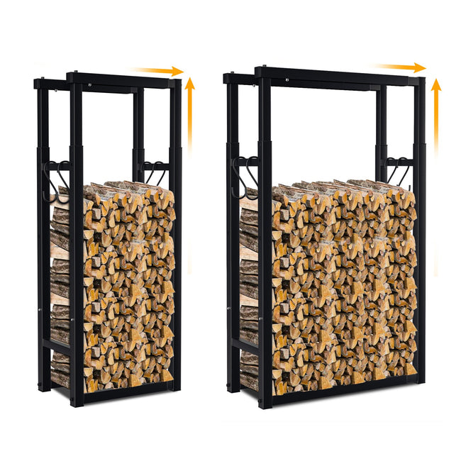 Cosmo Go Verstellbare Kaminholzregal Kaminholzständer mit 4 Haken Hover Image