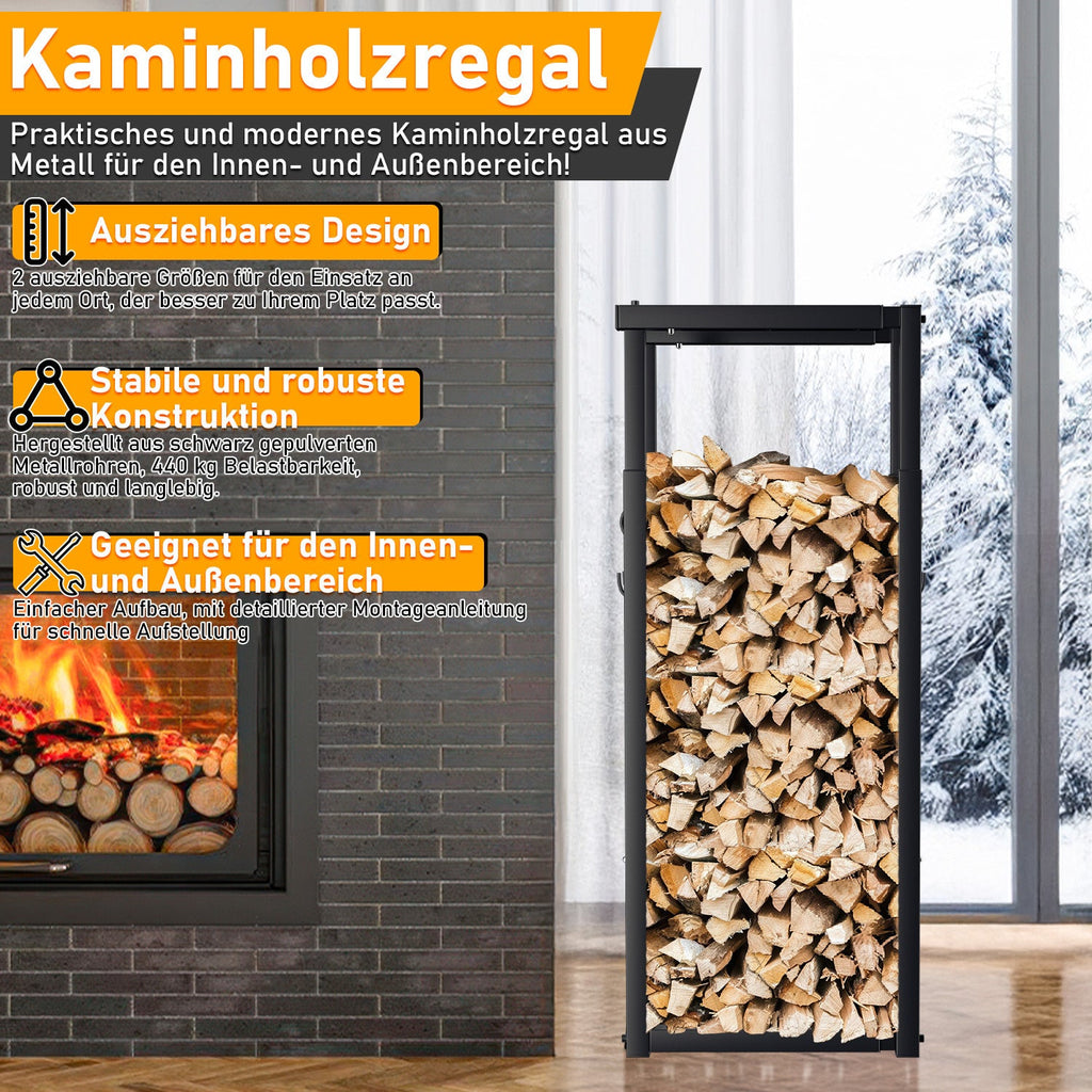 Cosmo Go Verstellbare Kaminholzregal Kaminholzständer mit 4 Haken