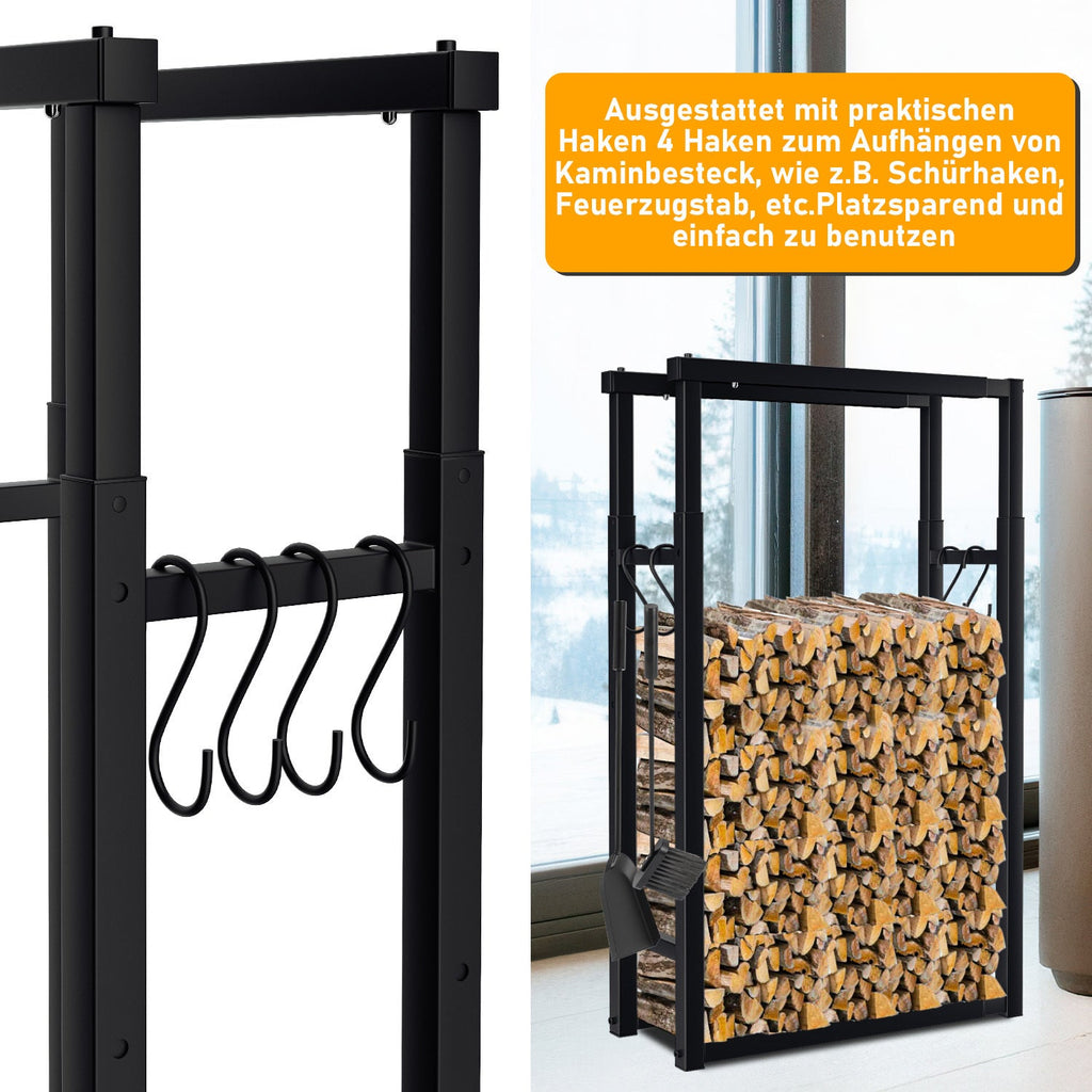 Cosmo Go Verstellbare Kaminholzregal Kaminholzständer mit 4 Haken