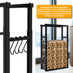 Cosmo Go Verstellbare Kaminholzregal Kaminholzständer mit 4 Haken