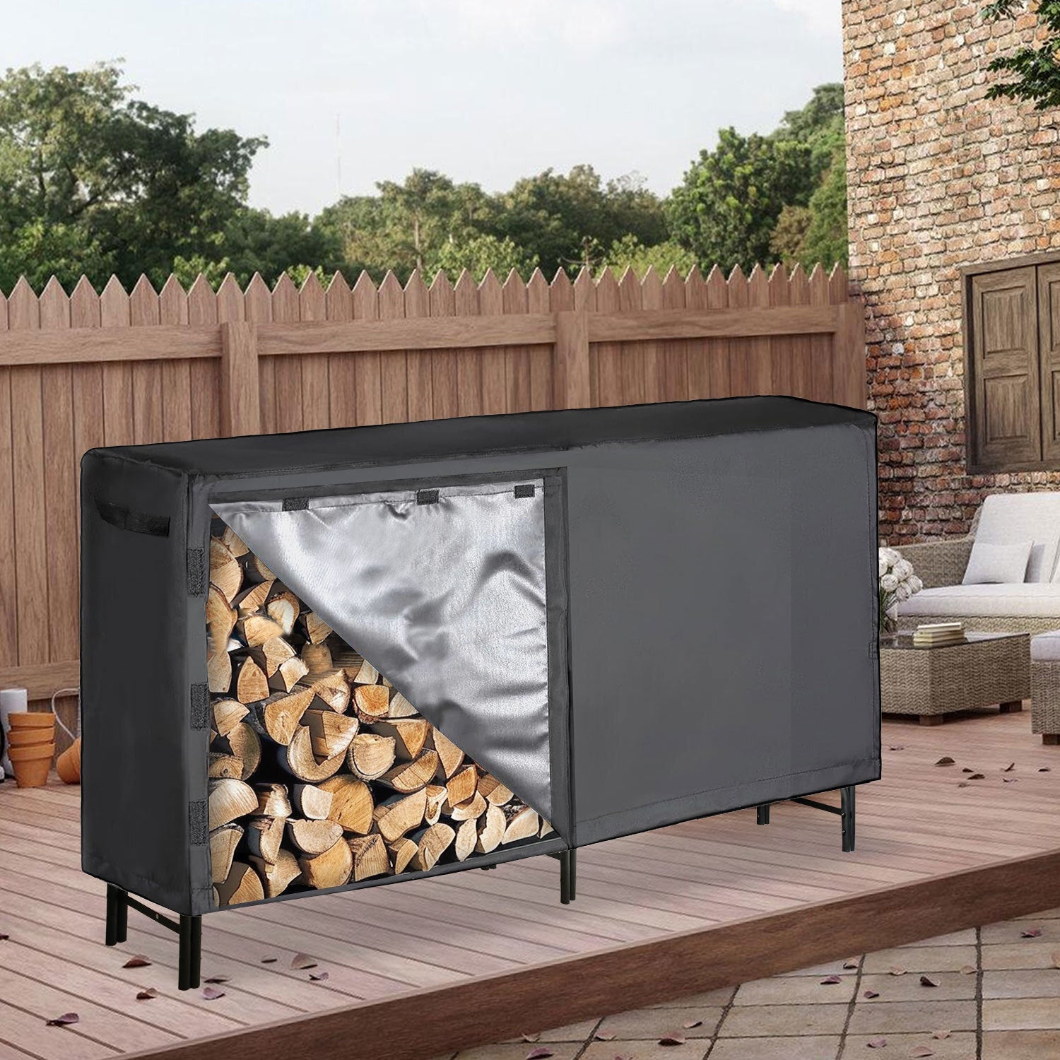 Cosmo Go Kaminholzregal Metall 244x34.5x124cm mit Schutzhülle