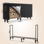 Cosmo Go Kaminholzregal Metall 244x34.5x124cm mit Schutzhülle