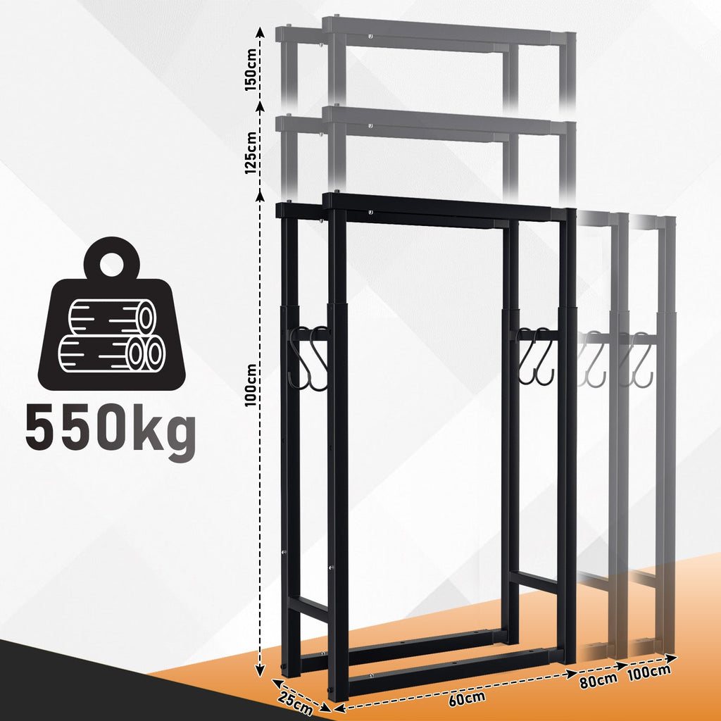 Cosmo Go Verstellbare Kaminholzregal Kaminholzständer mit 4 Haken