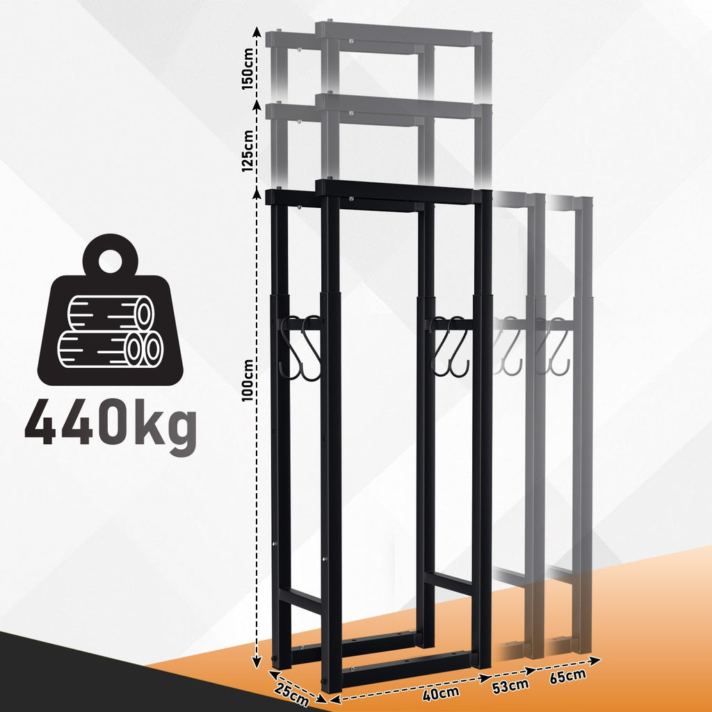 Cosmo Go Verstellbare Kaminholzregal Kaminholzständer mit 4 Haken