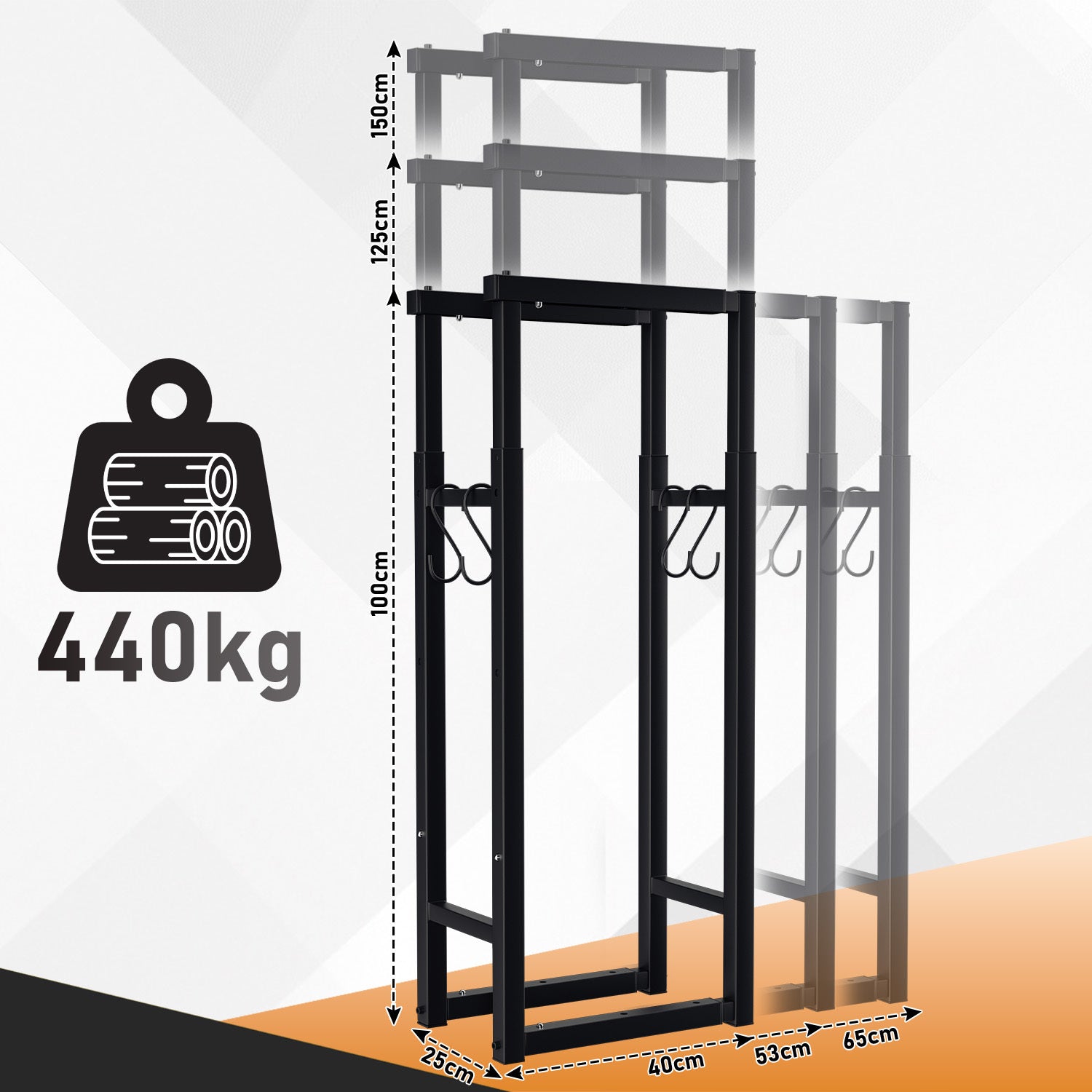 Cosmo Go Verstellbare Kaminholzregal Kaminholzständer mit 4 Haken