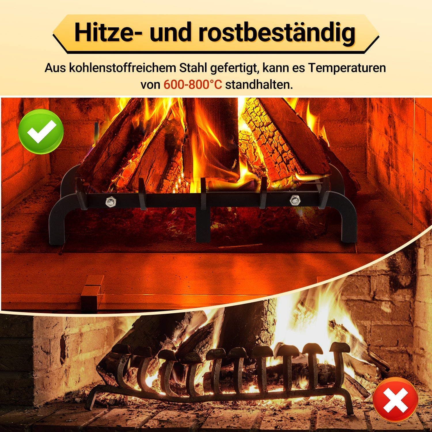 Cosmo Go Kaminrost Ofenrost für Kamineinsatz V-förmig
