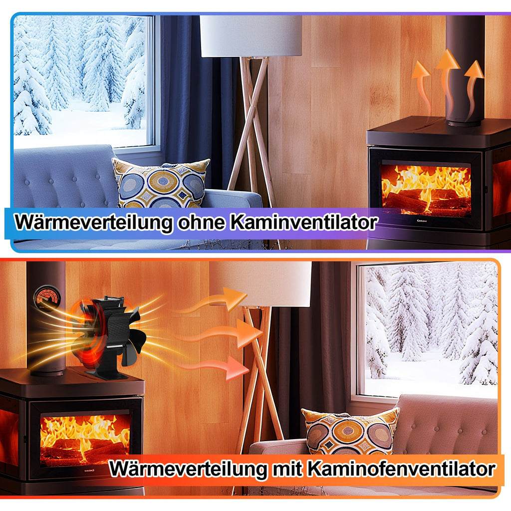 Cosmo Go Kaminventilator Ofenventilator 6-Blättern Doppelseitiger