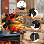 Cosmo Go Kaminventilator Ofenventilator 6-Blättern Doppelseitiger