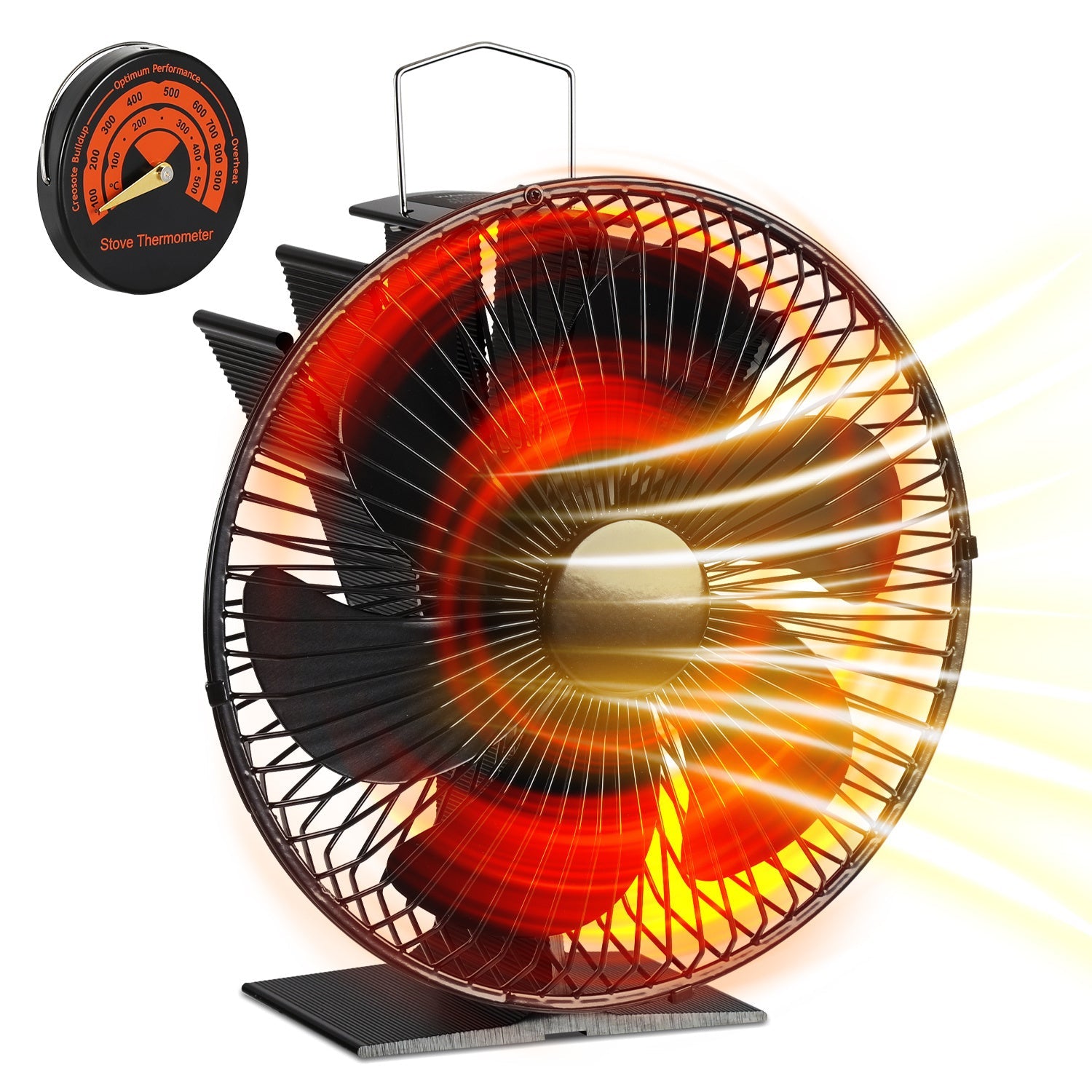 Cosmo Go Kaminventilator Ofenventilator 6-Blättern mit Schutzhülle