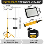 Cosmo Go LED Baustrahler 2 x 50W/100W/200W mit Stativ Einstellbar