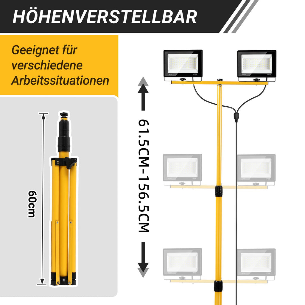 Cosmo Go LED Baustrahler 2 x 50W/100W/200W mit Stativ Einstellbar