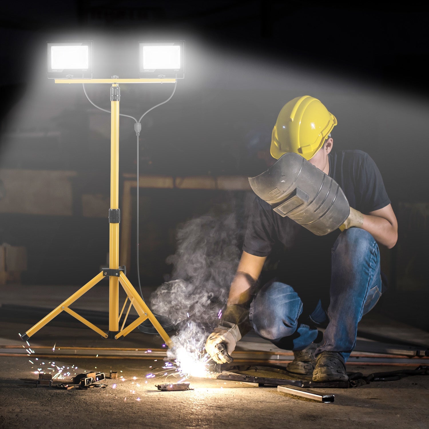 Cosmo Go LED Baustrahler 2 x 50W/100W/200W mit Stativ Einstellbar