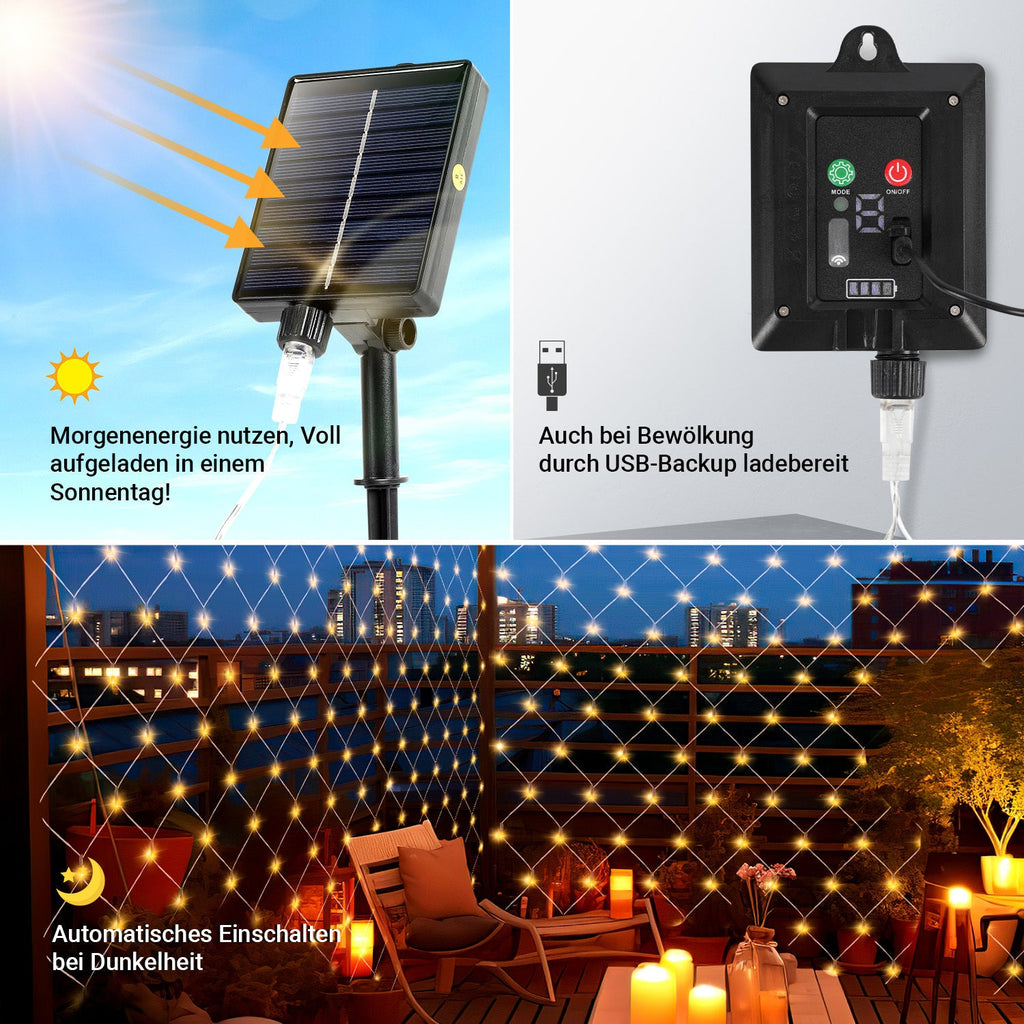 Cosmo Go LED Lichternetz Solar mit Fernbedienung