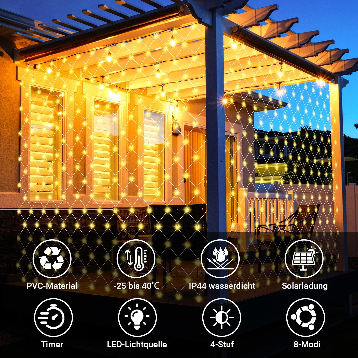 Cosmo Go LED Lichternetz Solar mit Fernbedienung