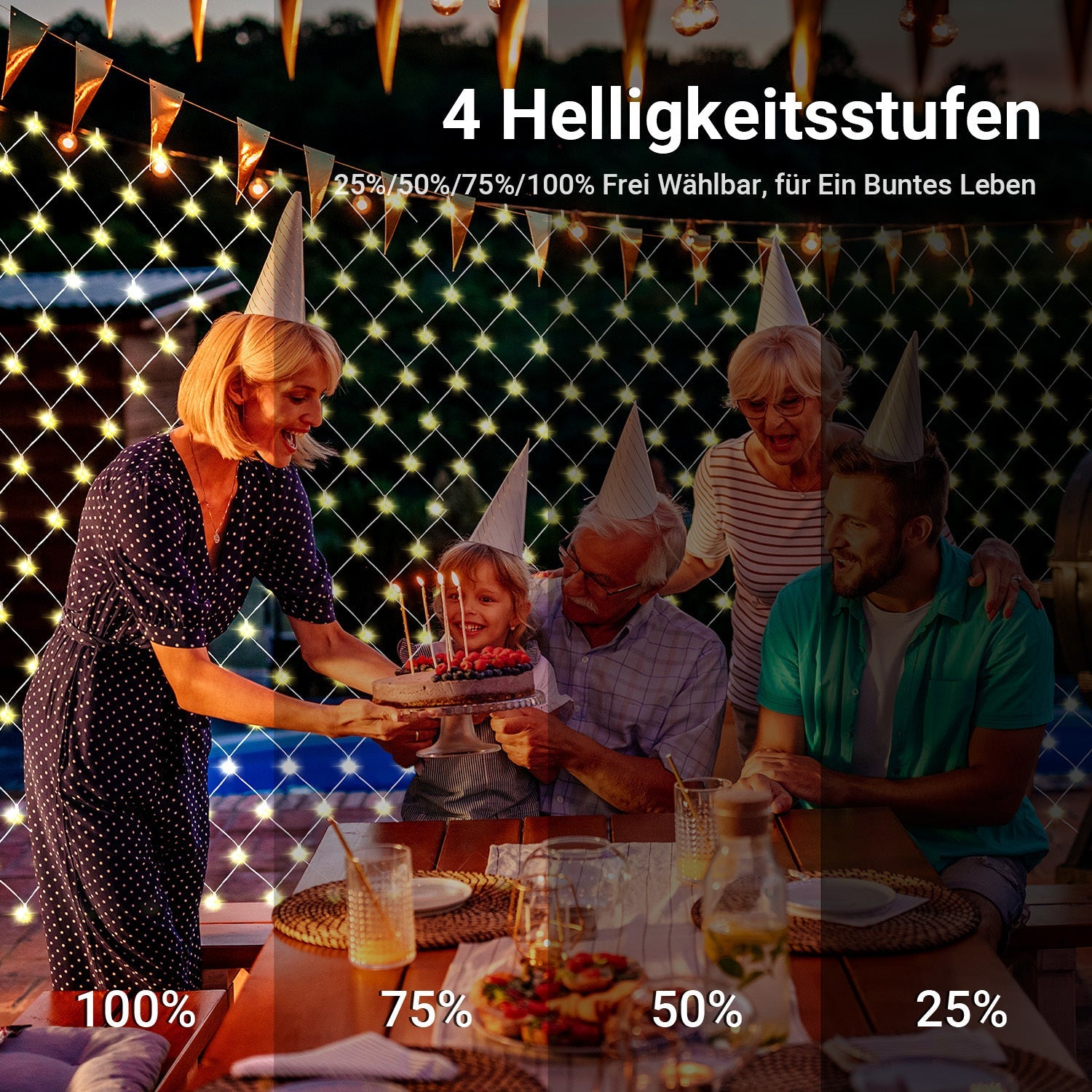 Cosmo Go LED Lichternetz Solar mit Fernbedienung
