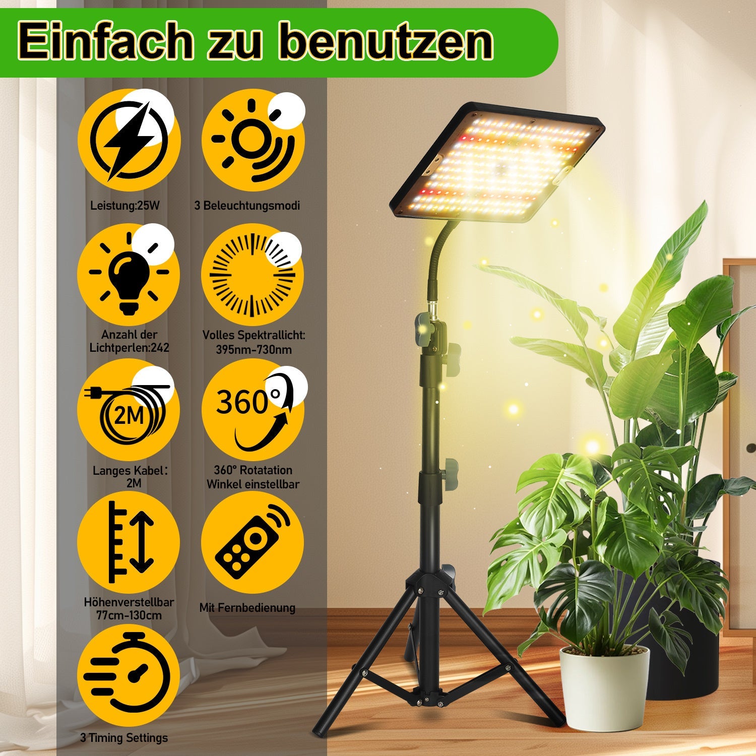 Cosmo Go LED Pflanzenlampe Grow Light UV IR mit Ständer