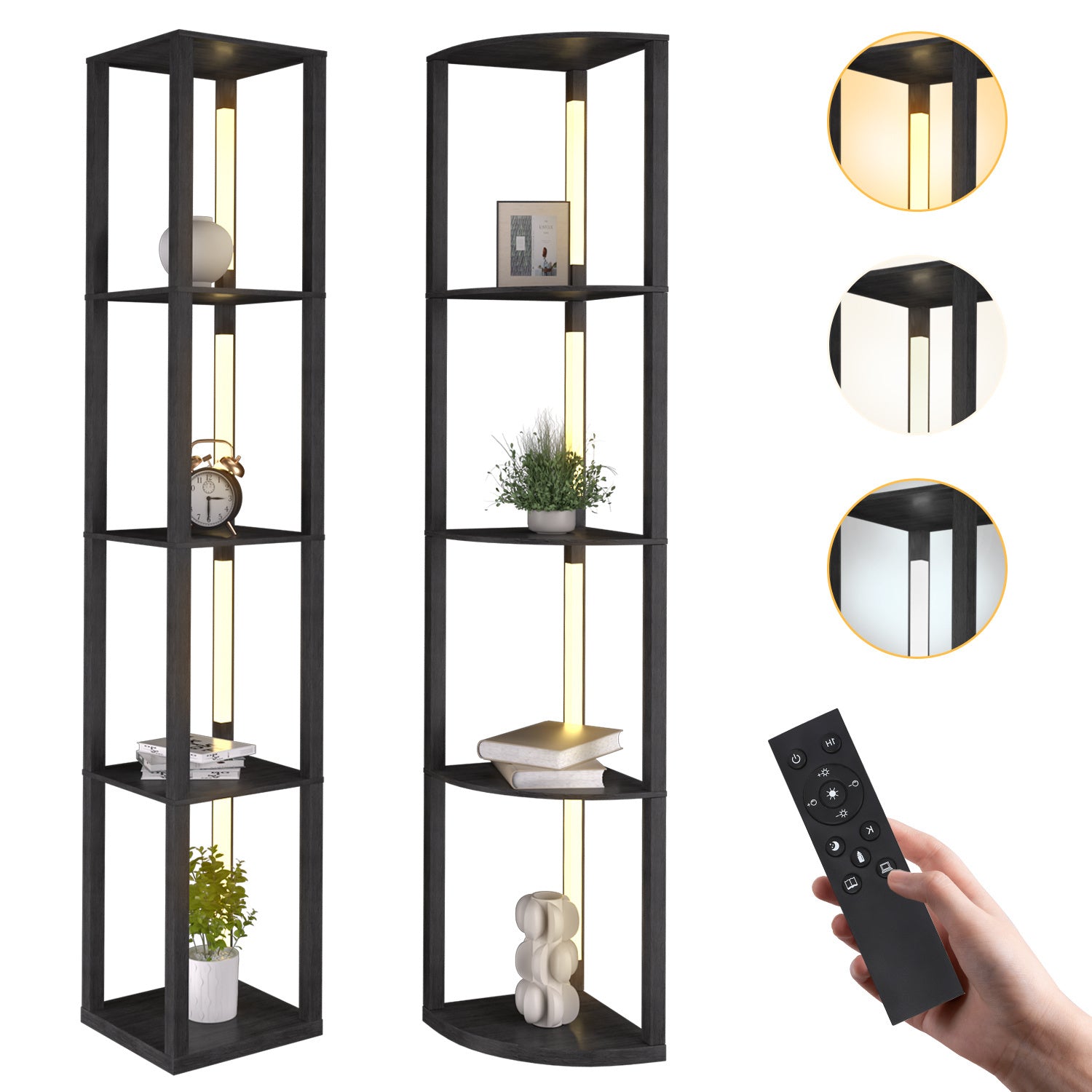 Cosmo Go LED Stehleuchte Stehlampe Dimmbarer mit Regal und Fernbedienung