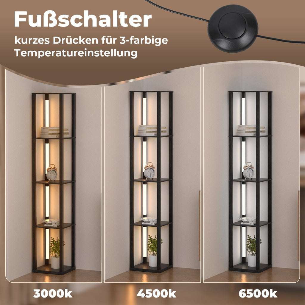 Cosmo Go LED Stehleuchte Stehlampe Dimmbarer mit Regal und Fernbedienung