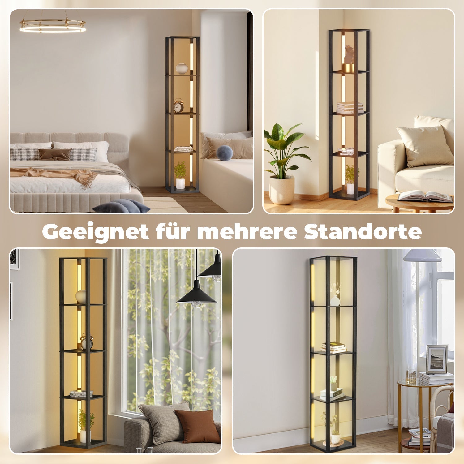 Cosmo Go LED Stehleuchte Stehlampe Dimmbarer mit Regal und Fernbedienung