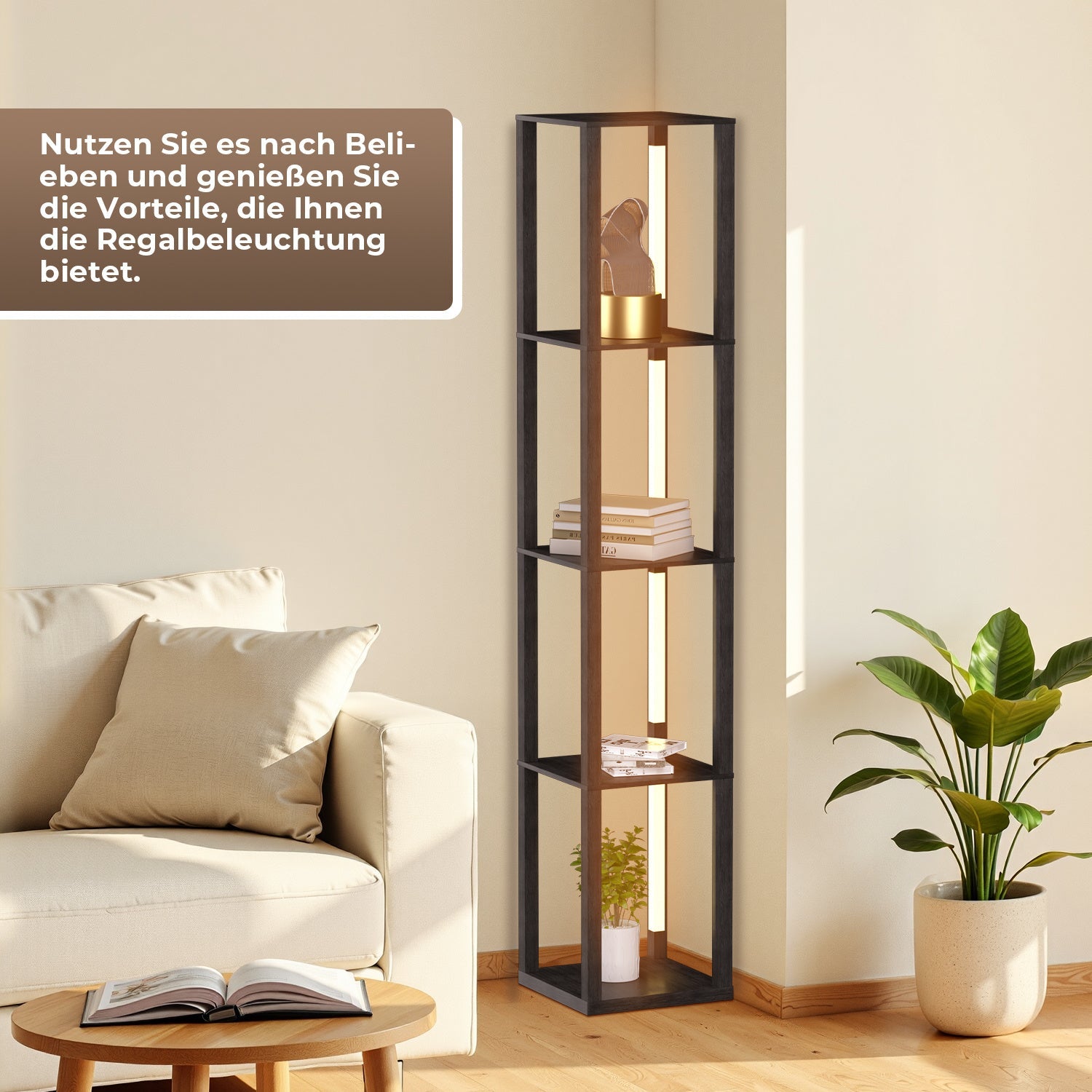 Cosmo Go LED Stehleuchte Stehlampe Dimmbarer mit Regal und Fernbedienung