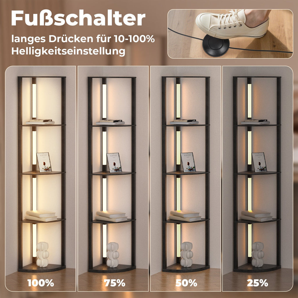 Cosmo Go LED Stehleuchte Stehlampe Dimmbarer mit Regal und Fernbedienung