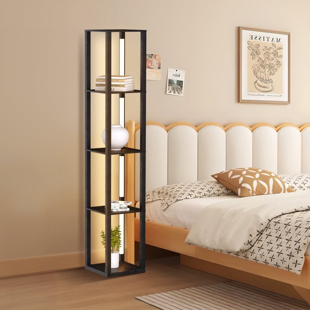 Cosmo Go LED Stehleuchte Stehlampe Dimmbarer mit Regal und Fernbedienung