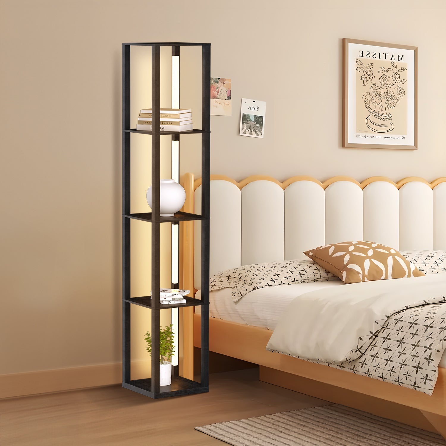 Cosmo Go LED Stehleuchte Stehlampe Dimmbarer mit Regal und Fernbedienung