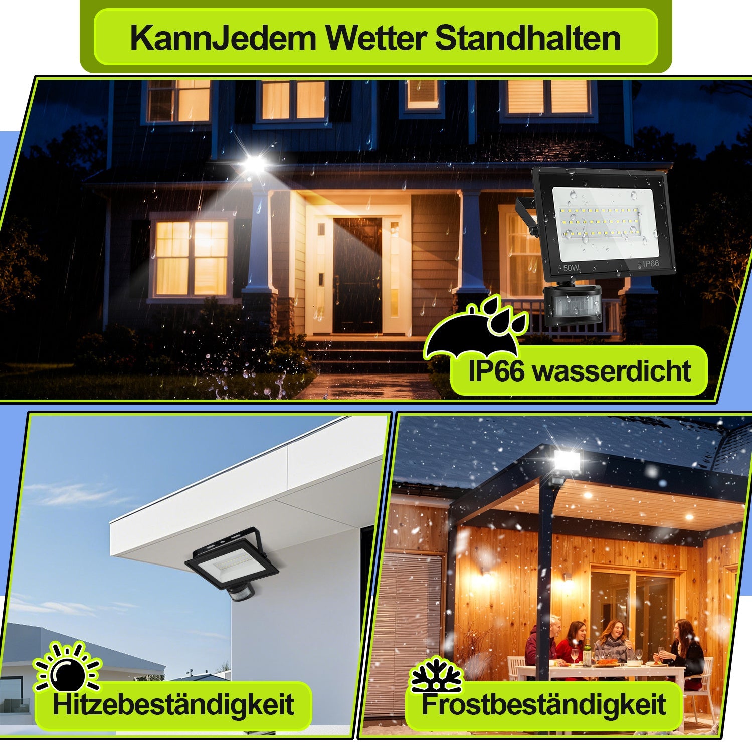 Cosmo Go LED Fluter mit Bewegungsmelder Kaltweiß 10W-100W(kein Stecker)
