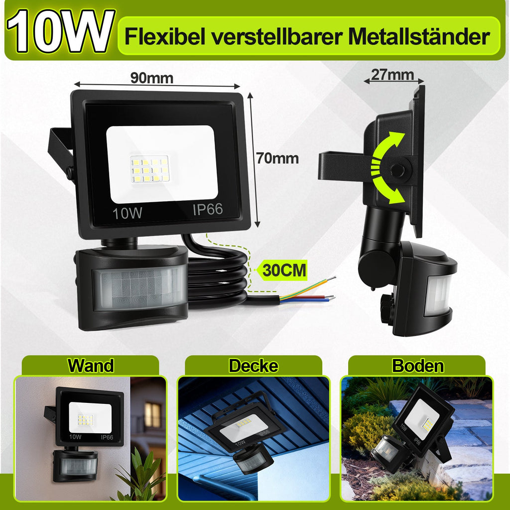 Cosmo Go LED Fluter mit Bewegungsmelder Kaltweiß 10W-100W(kein Stecker)