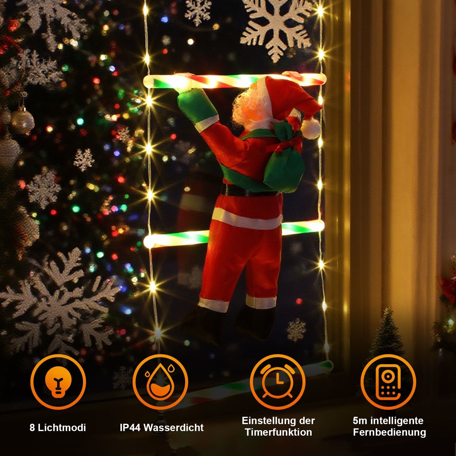 Cosmo Go LED Weihnachtsmann Leiter Lichterkette 3m