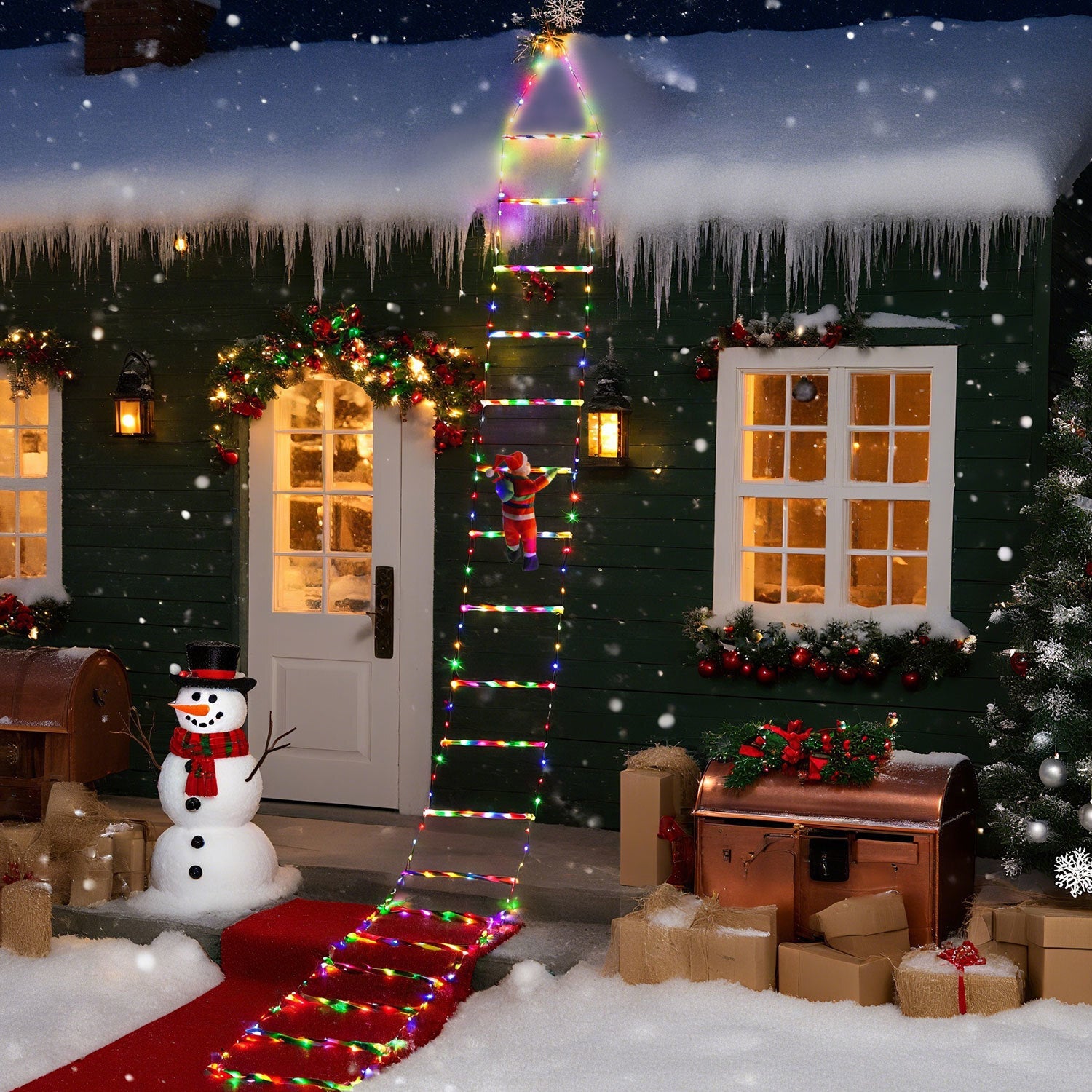 Cosmo Go LED Weihnachtsmann Leiter Lichterkette 3m