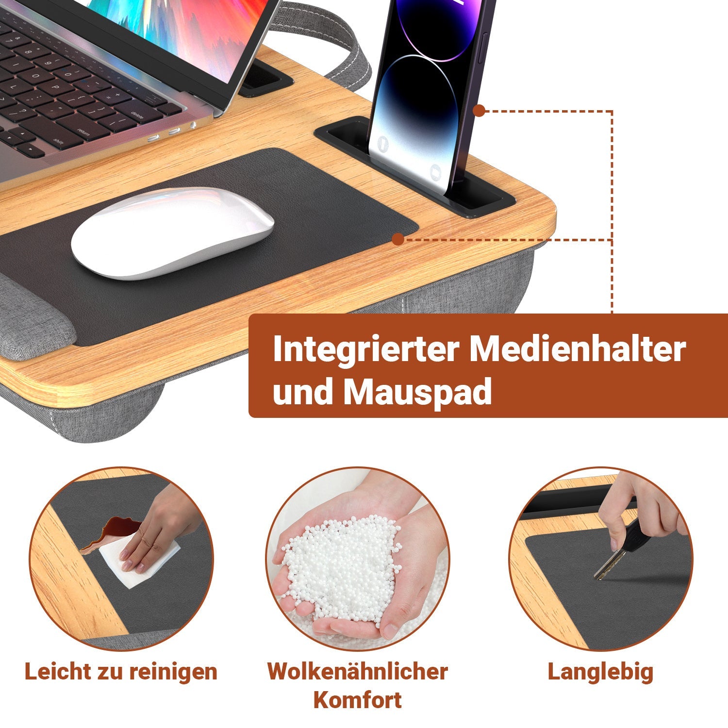 Cosmo Go Laptopkissen Laptoptisch mit Handgelenkauflage & Hepolsterter