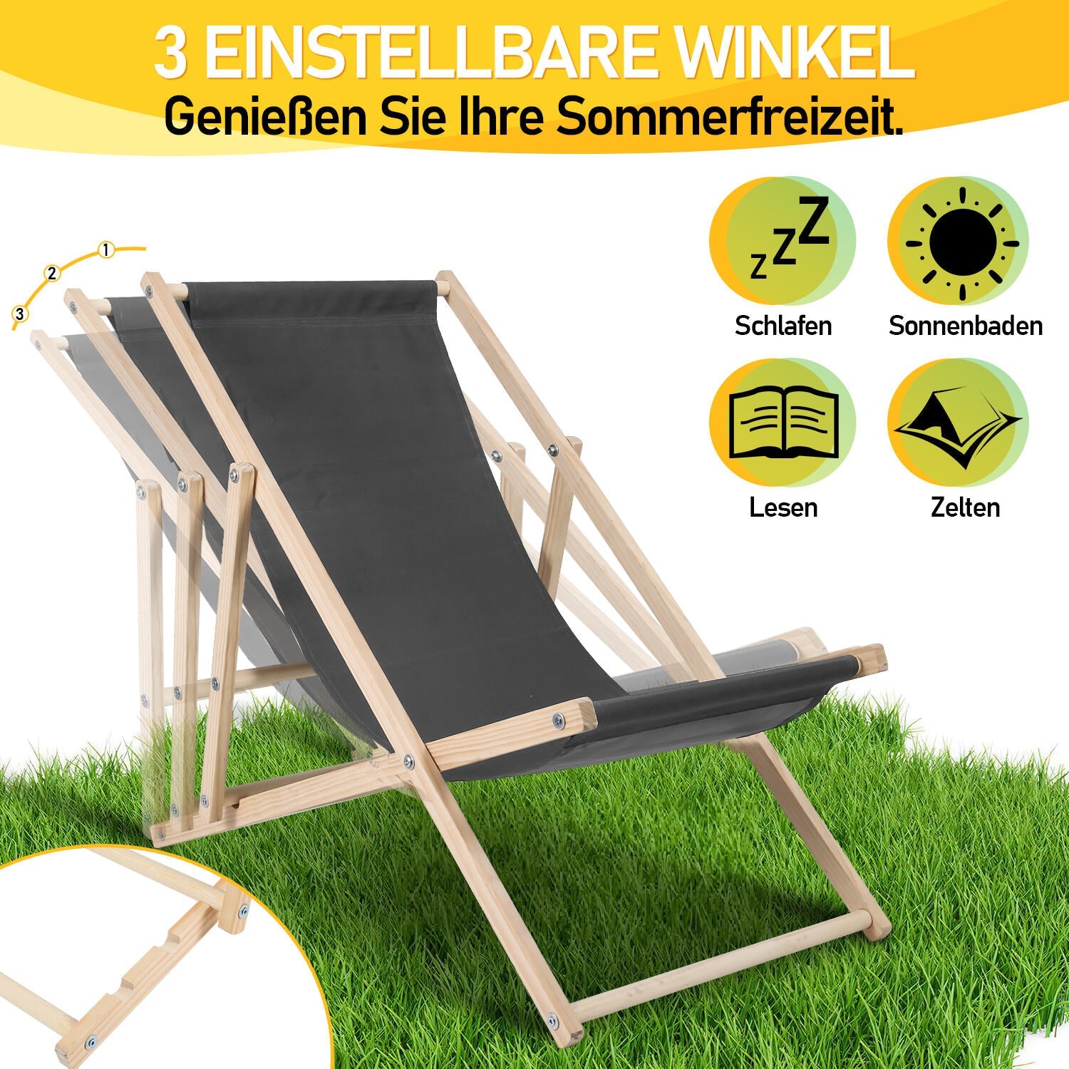 Cosmo Go Liegestuhl Klappbar Strandliege Holz
