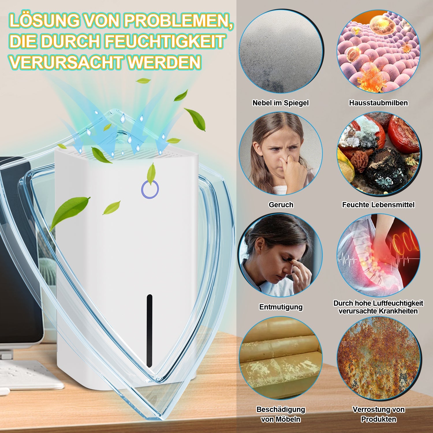 Cosmo Go Luftentfeuchter Mini Entfeuchter Tragbarer 850ml