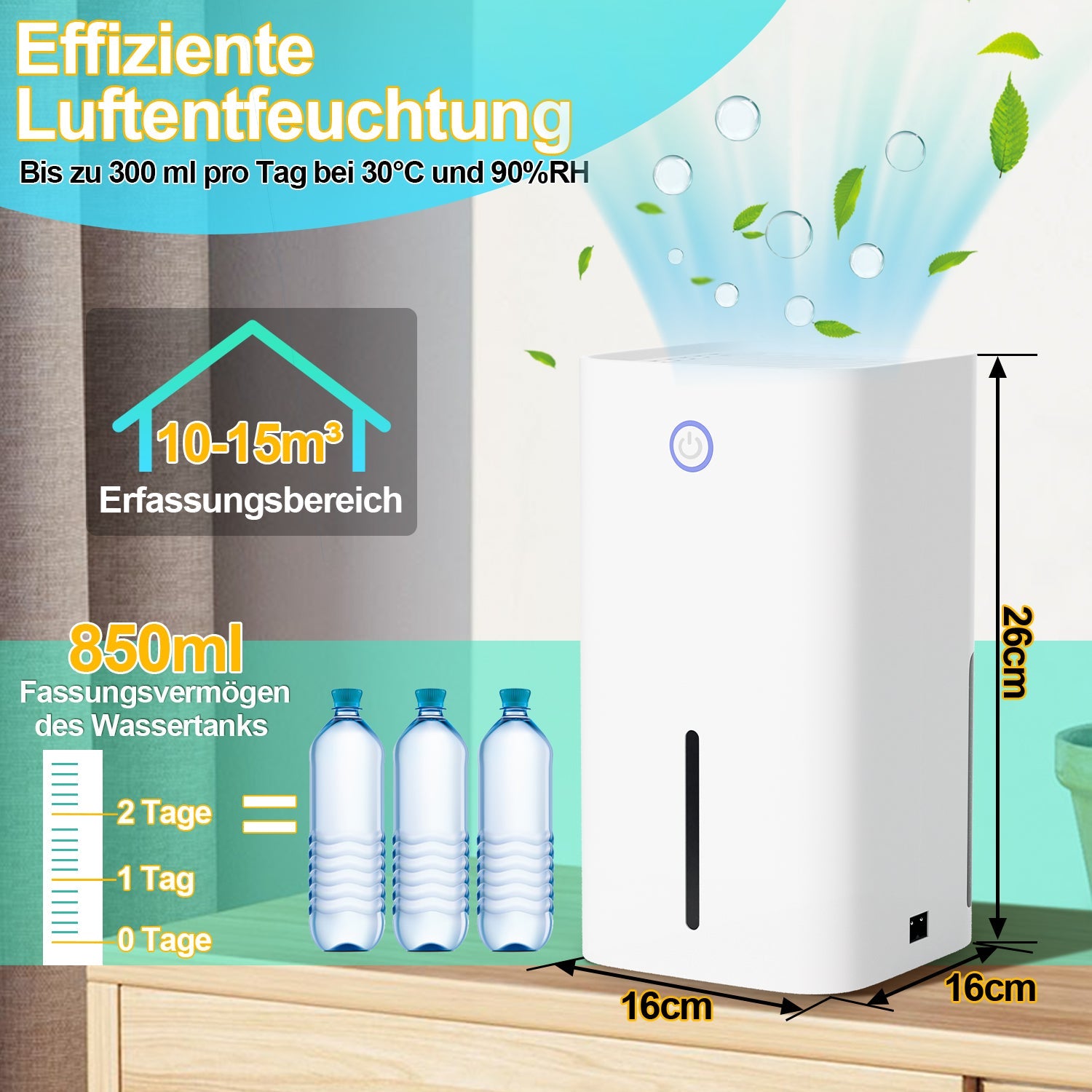 Cosmo Go Luftentfeuchter Mini Entfeuchter Tragbarer 850ml