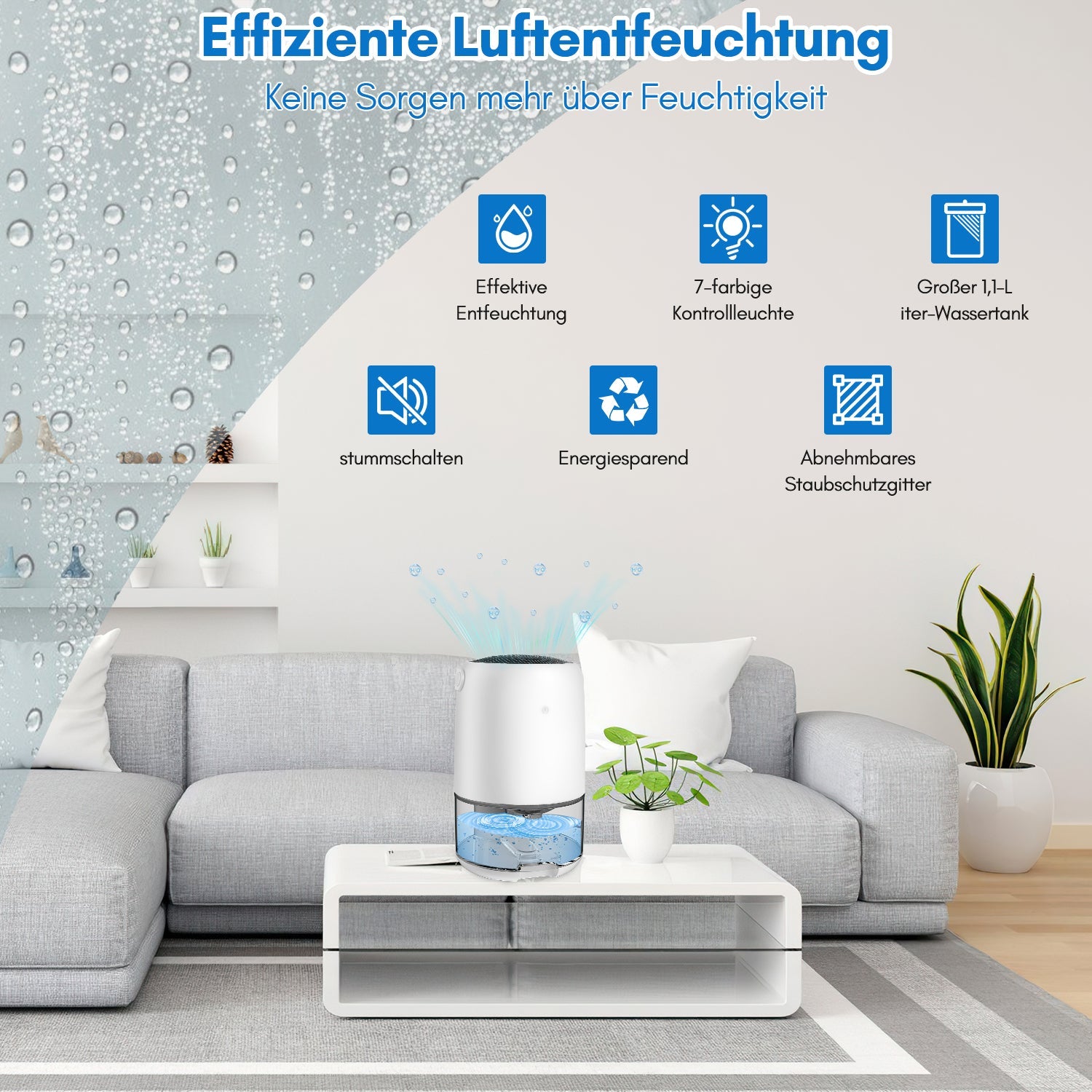 Cosmo Go Luftentfeuchter Mini Tragbarer 1100 ml