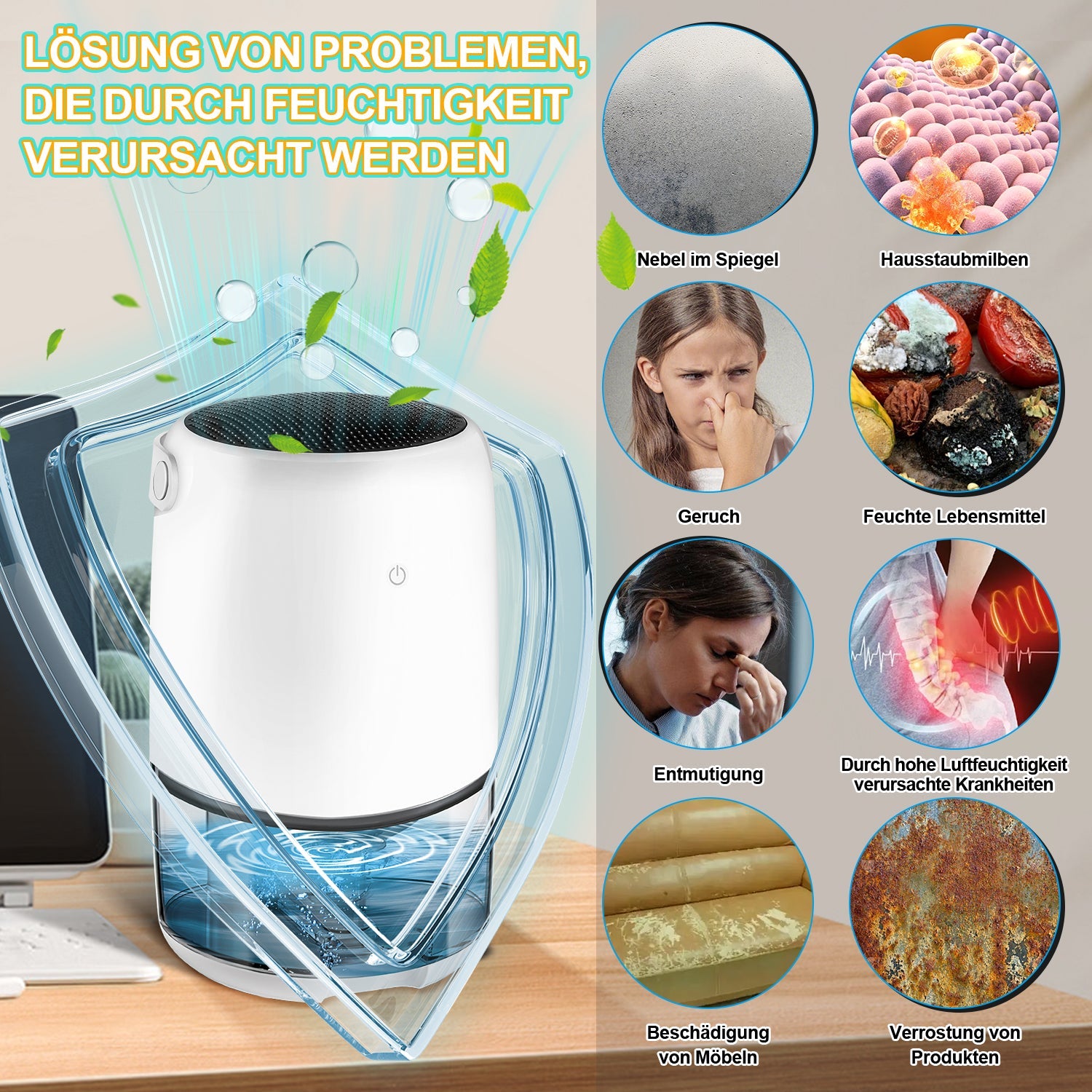 Cosmo Go Luftentfeuchter Mini Tragbarer 1100 ml