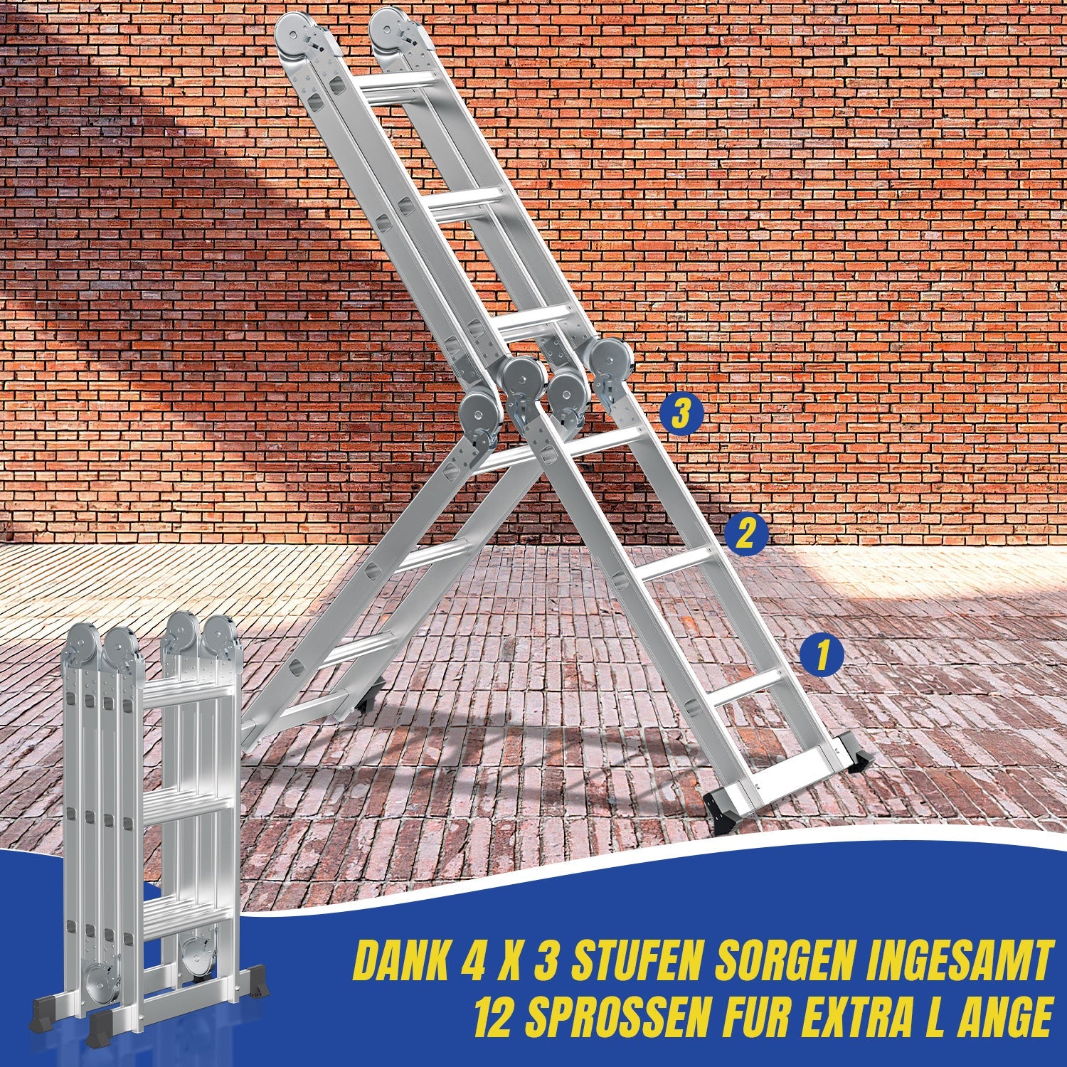 Cosmo Go 7-in-1 Aluminium Mehrzweckleiter 3.6M/4.7M/5.8M