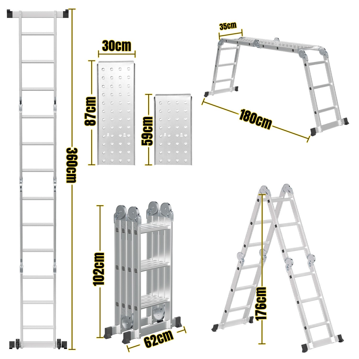 Cosmo Go 7-in-1 Aluminium Mehrzweckleiter 3.6M/4.7M/5.8M