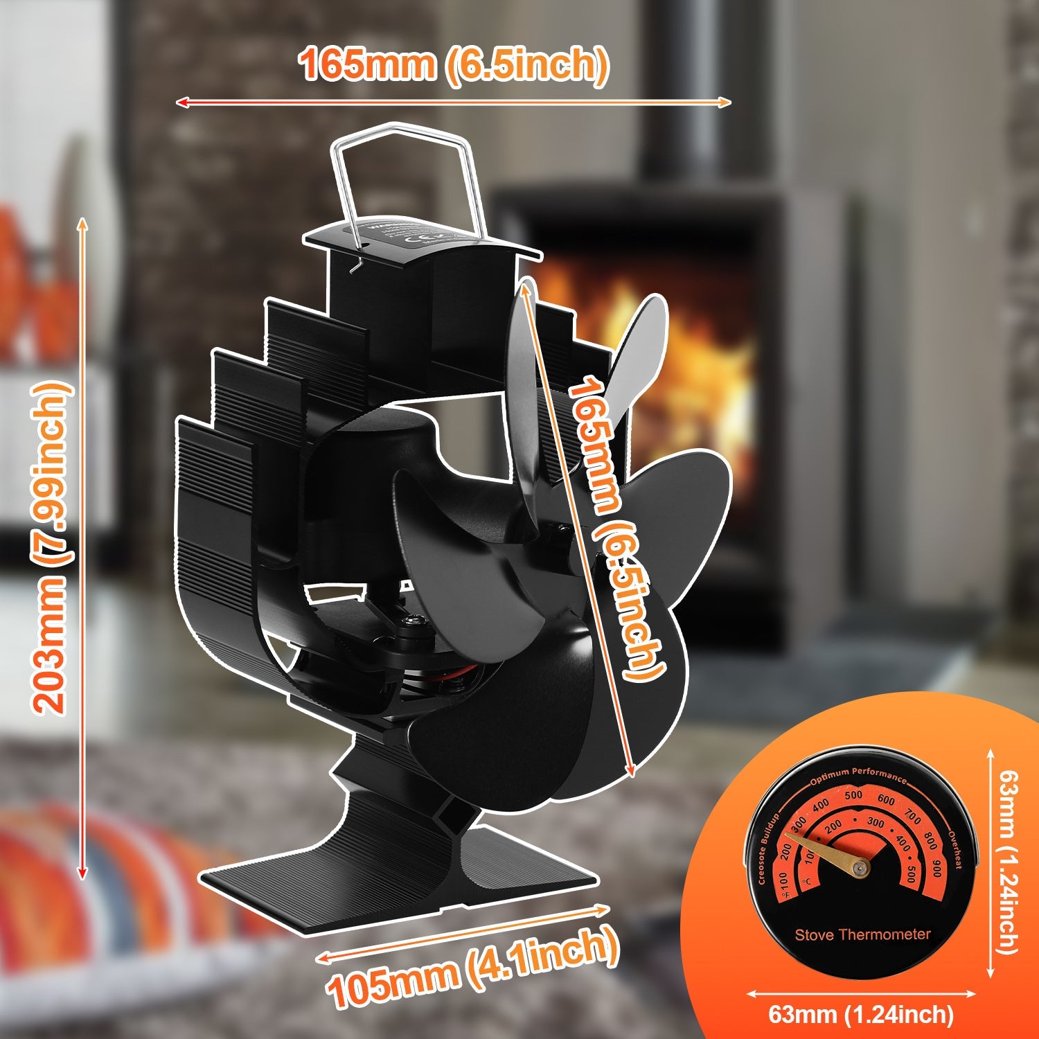 Cosmo Go Kaminventilator Ofenventilator 6-Blättern Oszillation