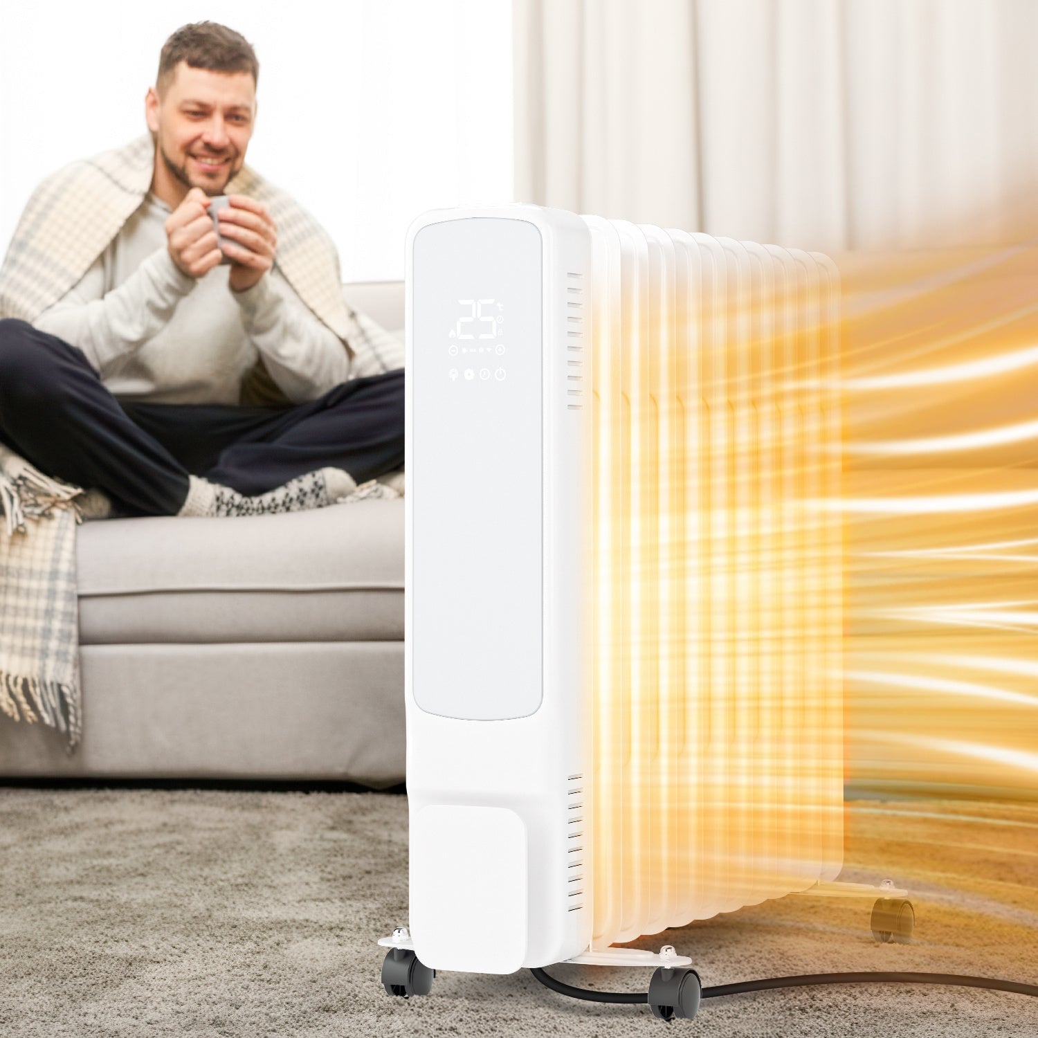 Cosmo Go Ölradiator Elektroheizung 2500W WiFi App & Fernbedienung