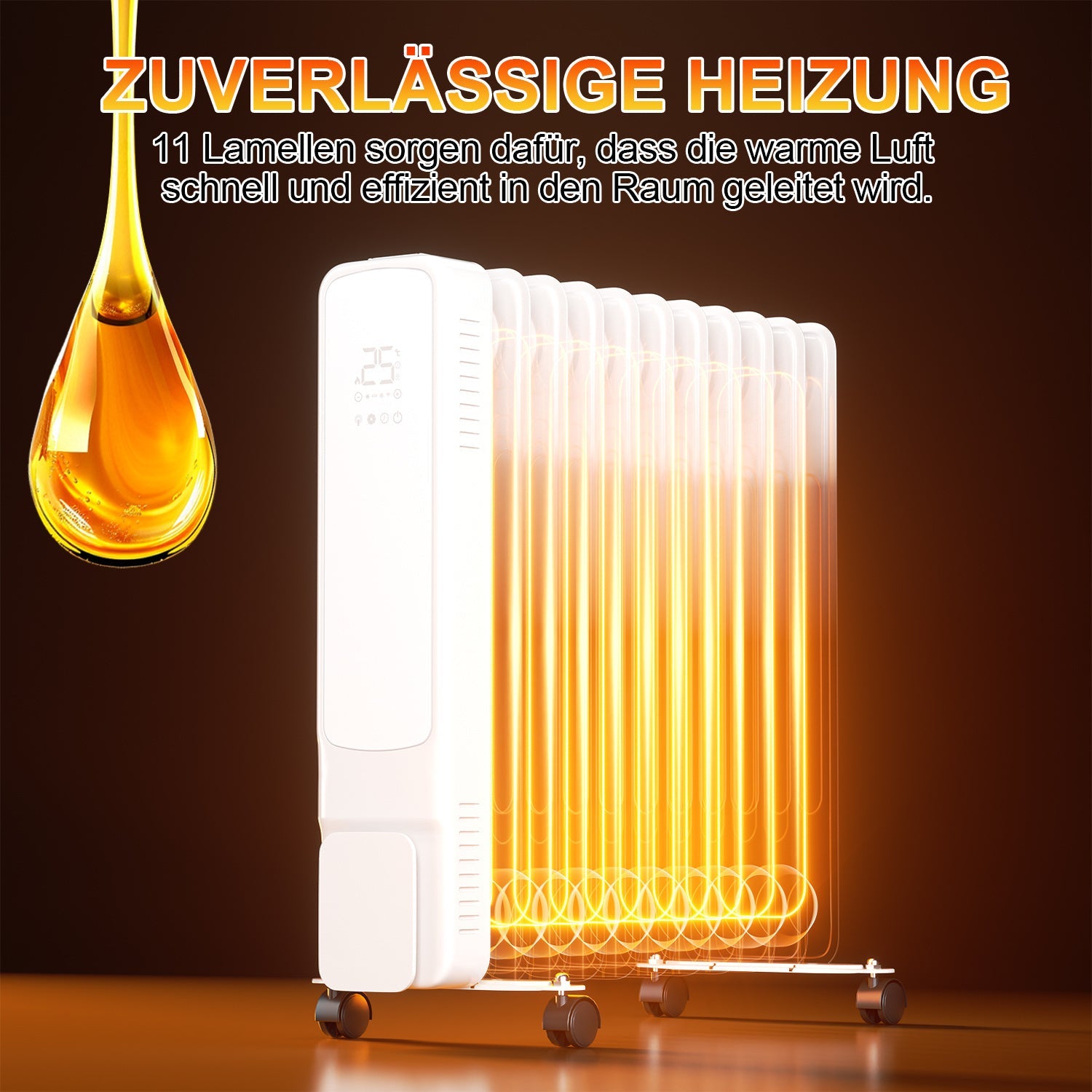 Cosmo Go Ölradiator Elektroheizung 2500W WiFi App & Fernbedienung