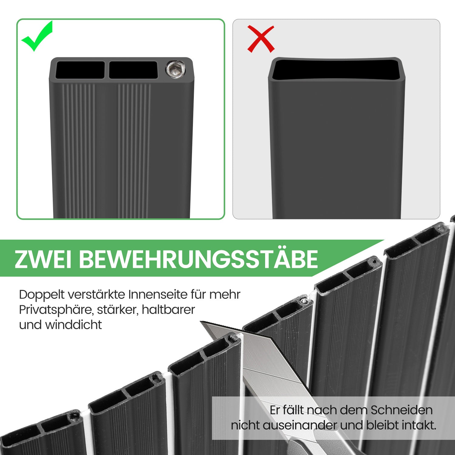Cosmo Go PVC Sichtschutzmatte Balkon Sichtschutz Doppelte Verstärkung