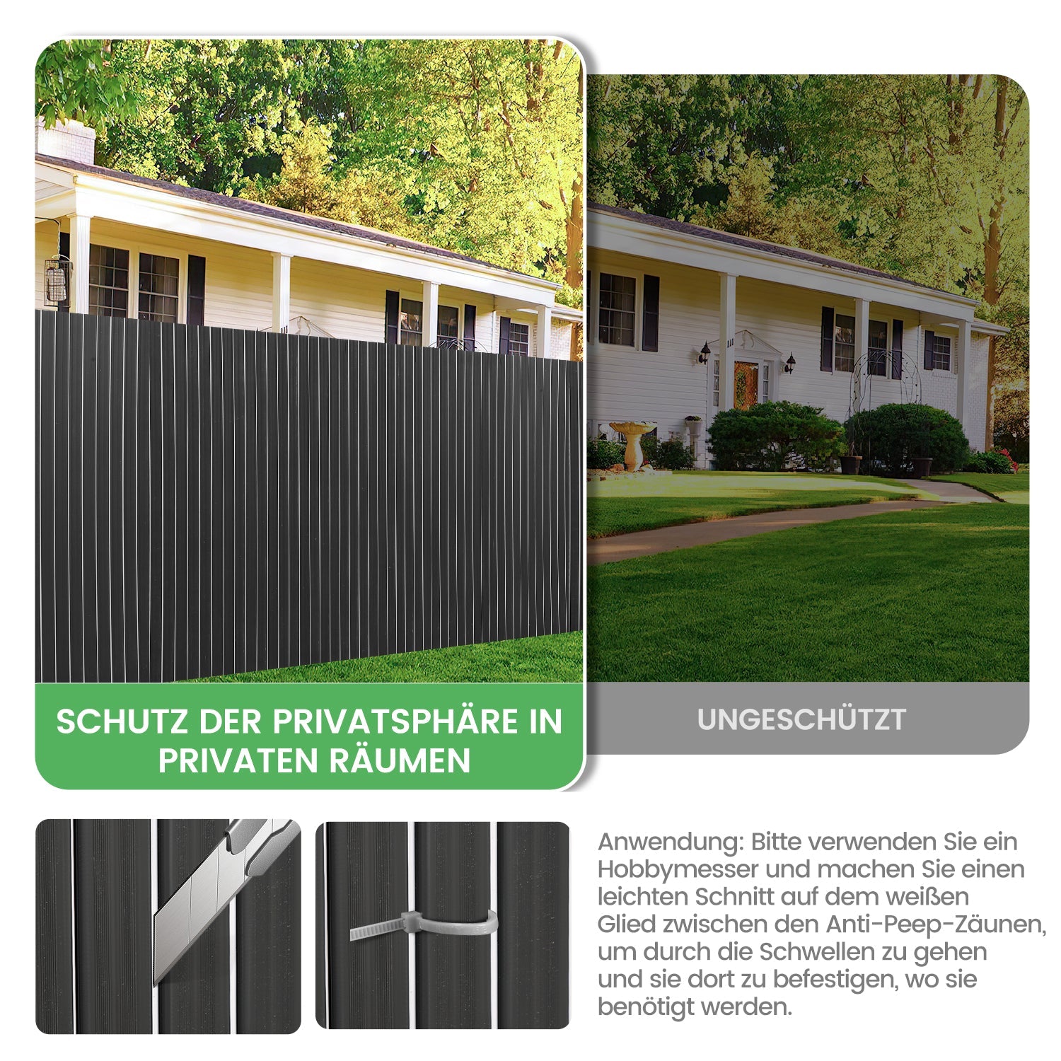 Cosmo Go PVC Sichtschutzmatte Balkon Sichtschutz Doppelte Verstärkung